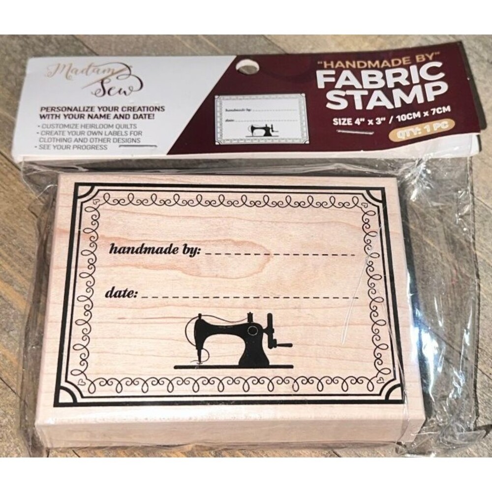 Madam Sew Fabric Stamp Pad – “Handmade by” Custom Name for 3X4 Inches